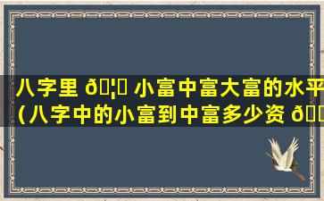 八字里 🦄 小富中富大富的水平（八字中的小富到中富多少资 🌾 产）